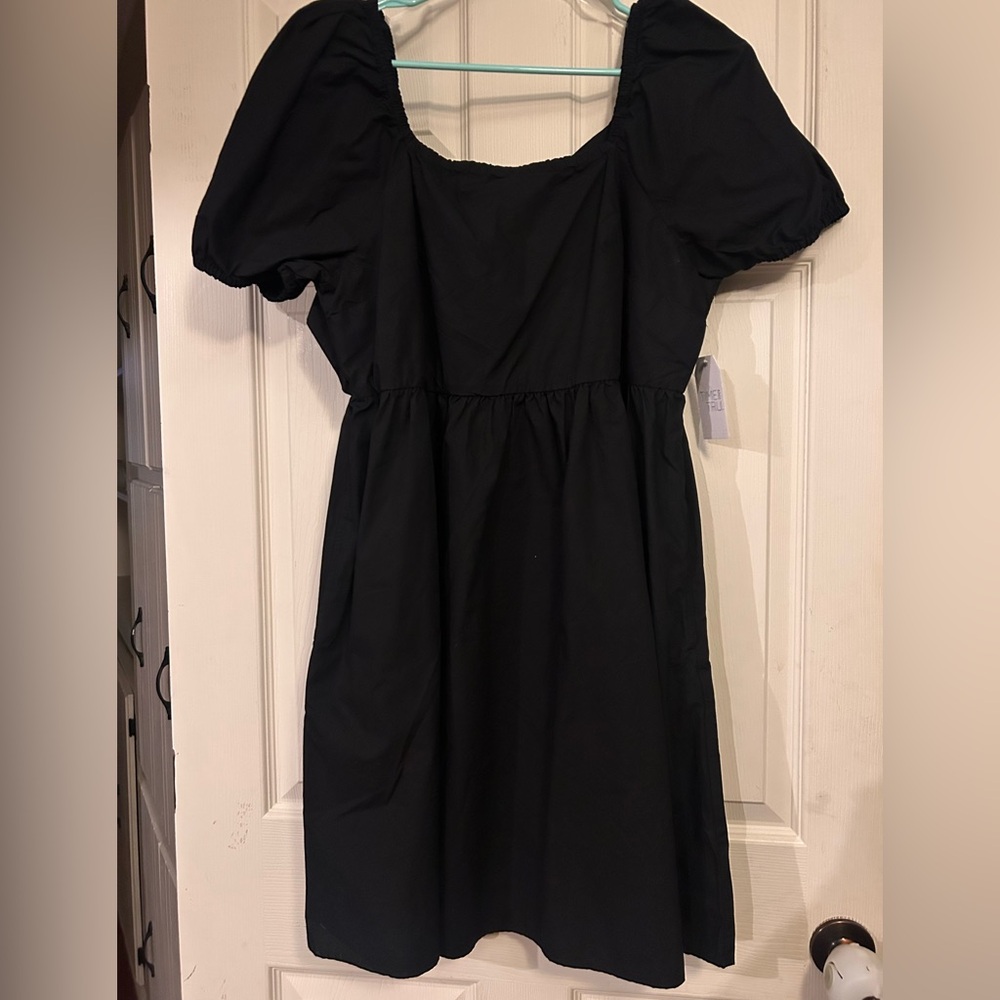 Time and Tru Black Puff Sleeve Dress